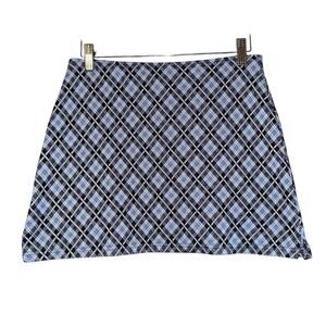 Vintage Y2K Joe Benbasset Plaid Micro Mini Skirt Made in USA Medium Blue‎ Preppy